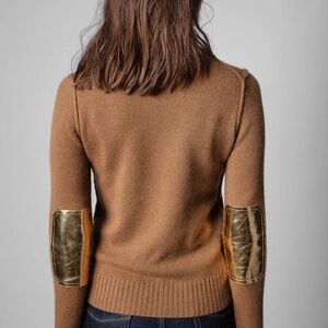 Zadig & Voltaire Brown cashmere Sweater with Gold Accents